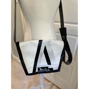 Upcycled Tarp Mini Messenger Bag Waterproof Commuter Crossbody Seatbelt Strap